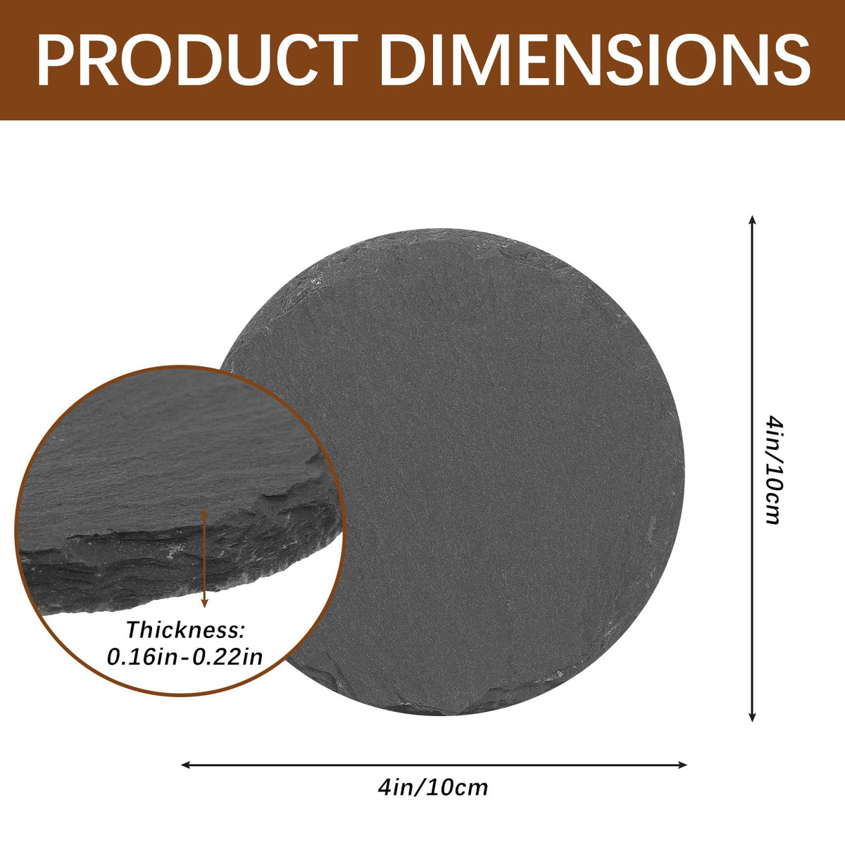 DASSNANE round slate coaster top view highlighting rich grain