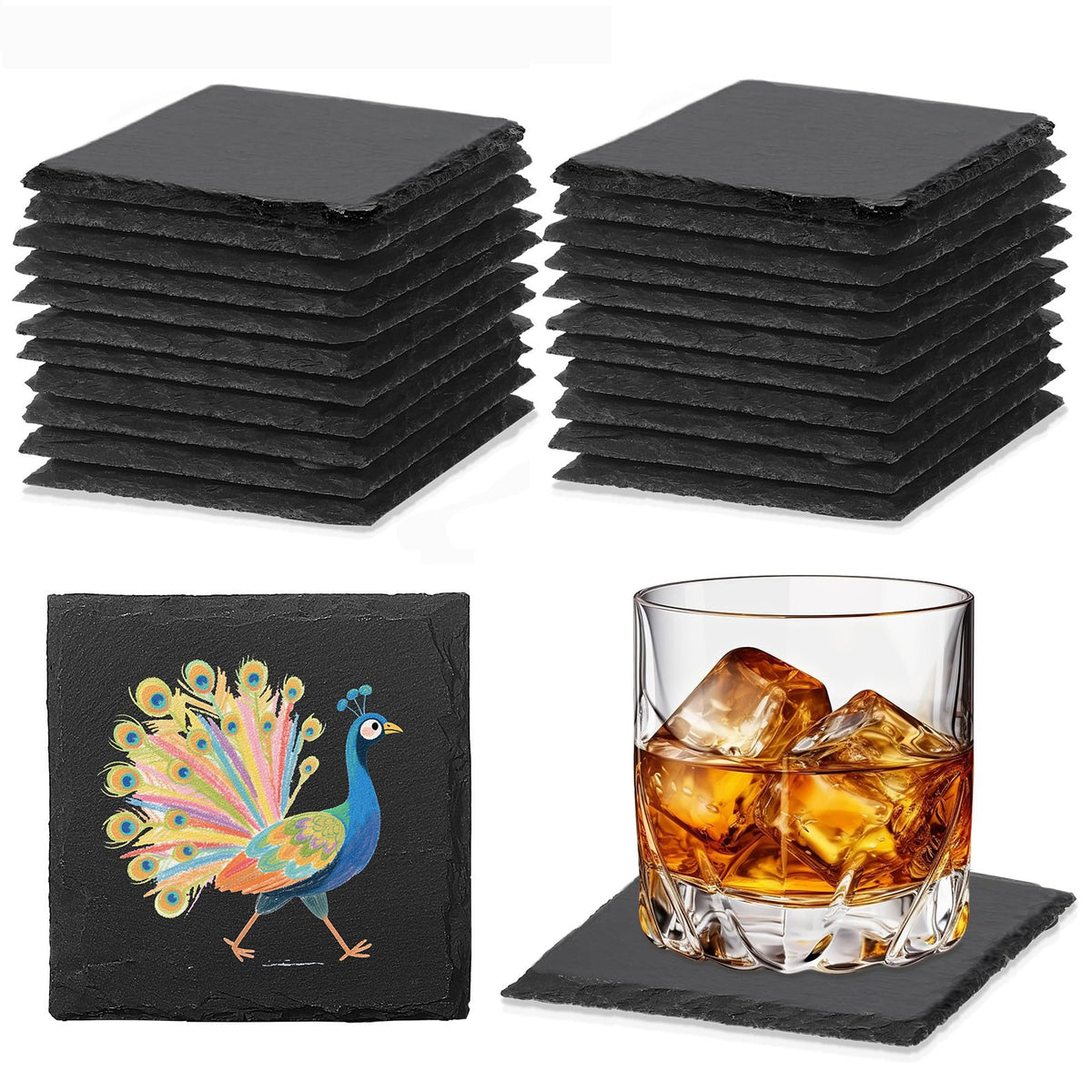 DASSNANE slate coaster blank 4 inch square showing natural texture and durability.