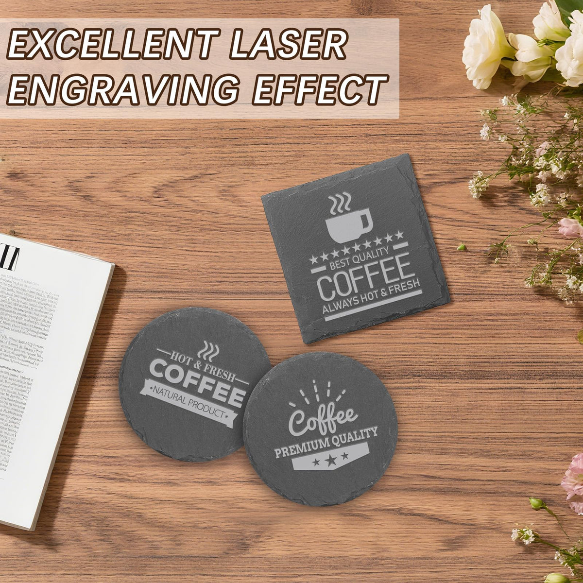 DASSNANE slate coaster easy to clean for daily use