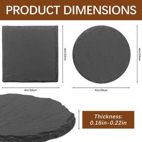DASSNANE slate coaster round 4-inch anti-slip bottom protects surfaces