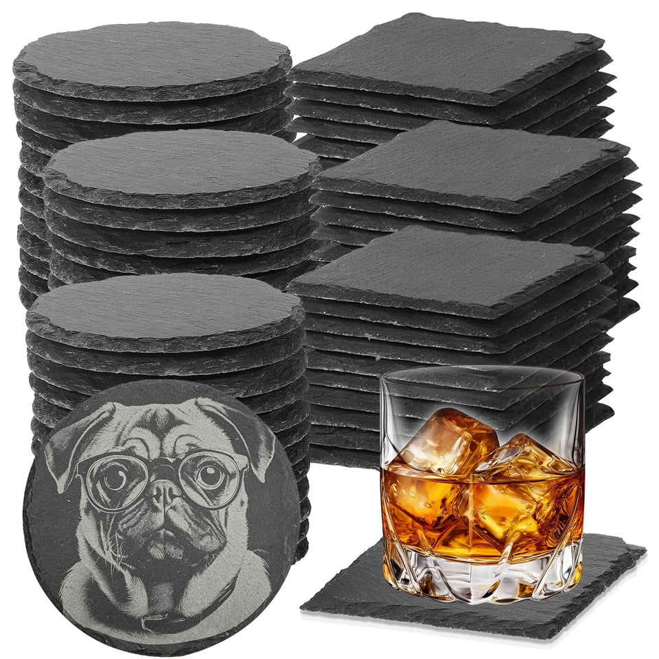 DASSNANE slate coaster square 4inch in black protects surfaces with natural texture for daily use