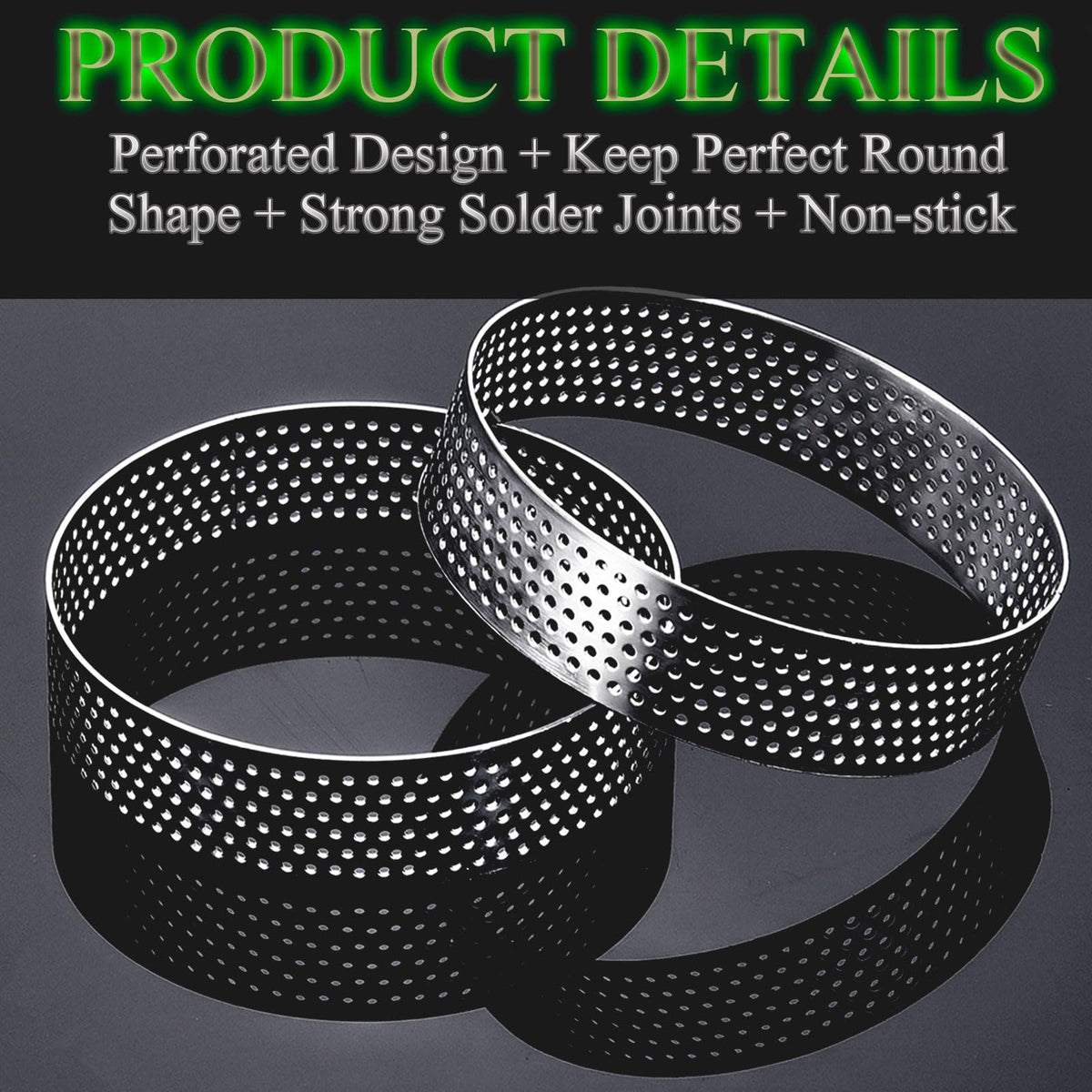 DATANYA 12-pack perforated tart rings ready for professional bakery setups.