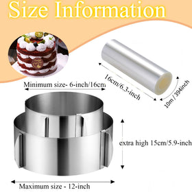 DATANYA adjustable cake ring 6 to 12 inches for versatile sizing.