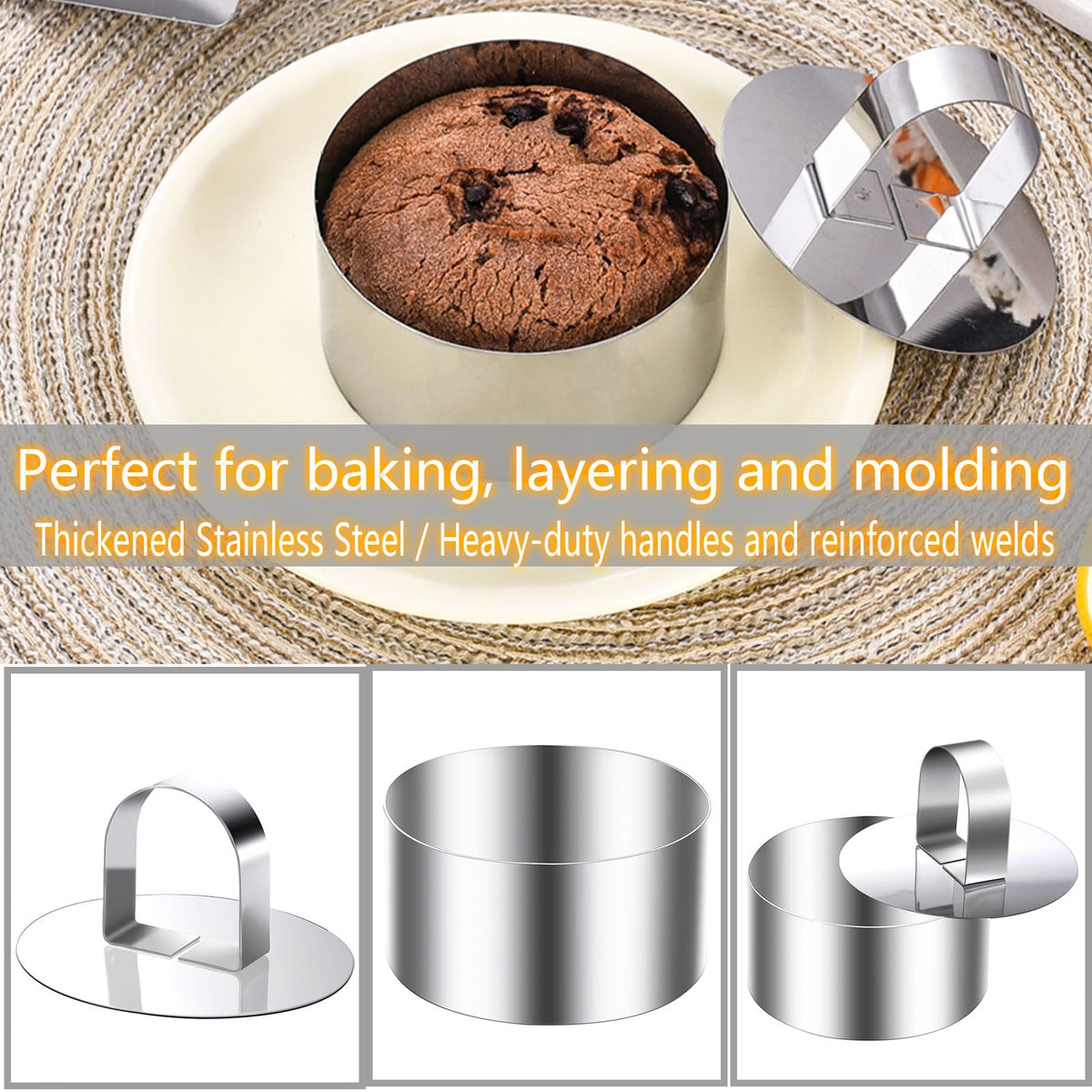 Datanya cake ring mold 4-inch non-stick surface for easy release.