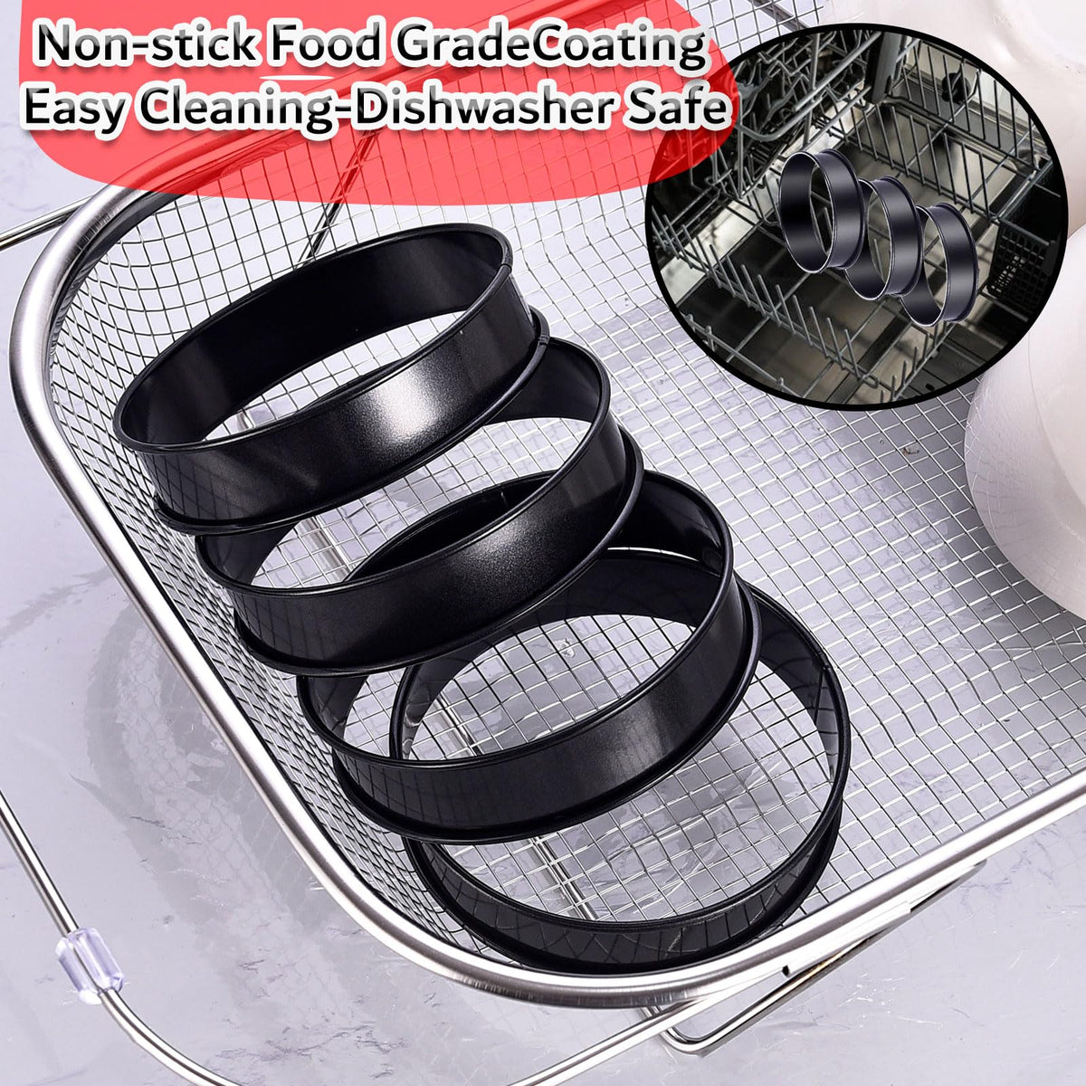 DATANYA crumpet rings with included brush for easy prep
