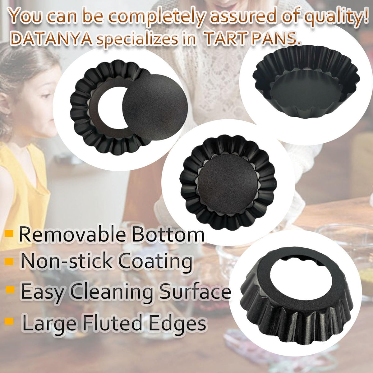 Nonstick surface on a Datanya tart pan for smooth release and easy cleaning