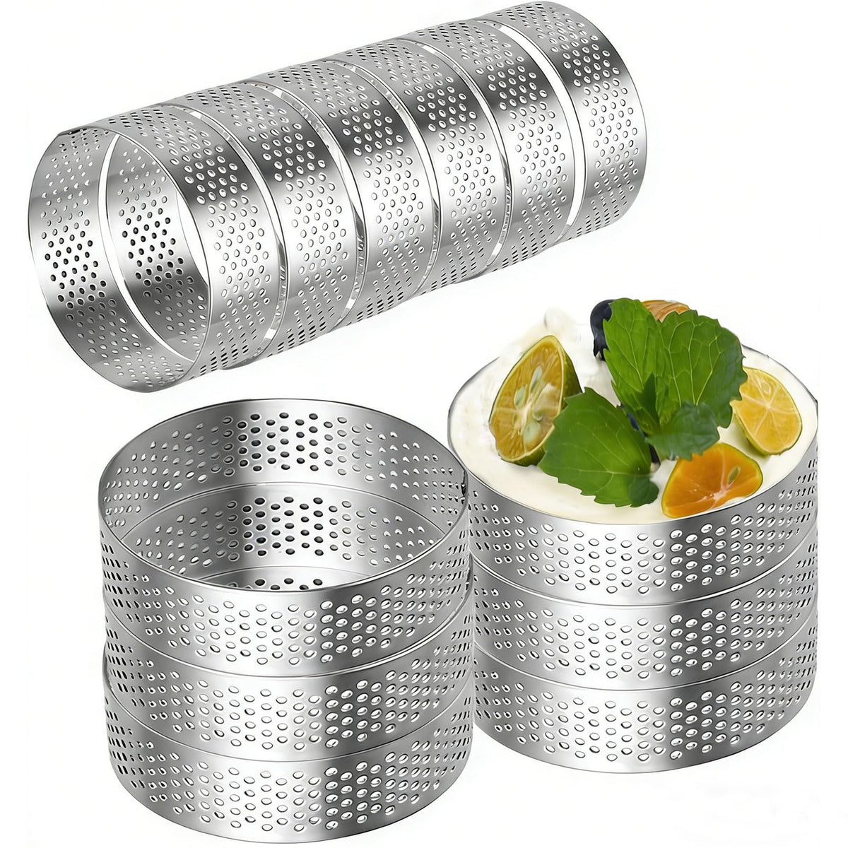 Datanya perforated tart ring 4-inch—side view for even baking results.