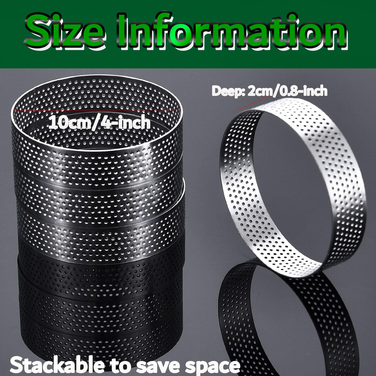 Datanya perforated tart ring 4-inch—top view highlights uniform ventilation.