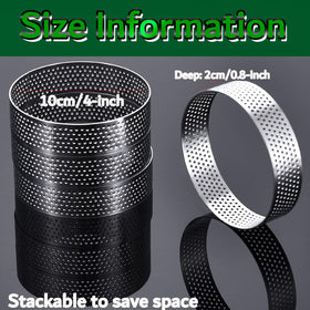 Datanya perforated tart ring 4-inch—top view highlights uniform ventilation.