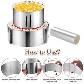DATANYA stainless steel mousse ring with adjustable handles for even layers.