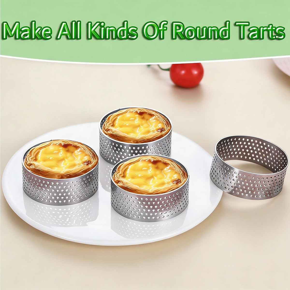 DATANYA stainless steel tart ring baking arrangement ensures durable, repeatable results.