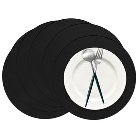 Datyiiha black round placemats pack arranged for a stylish table setting and quick cleanup.