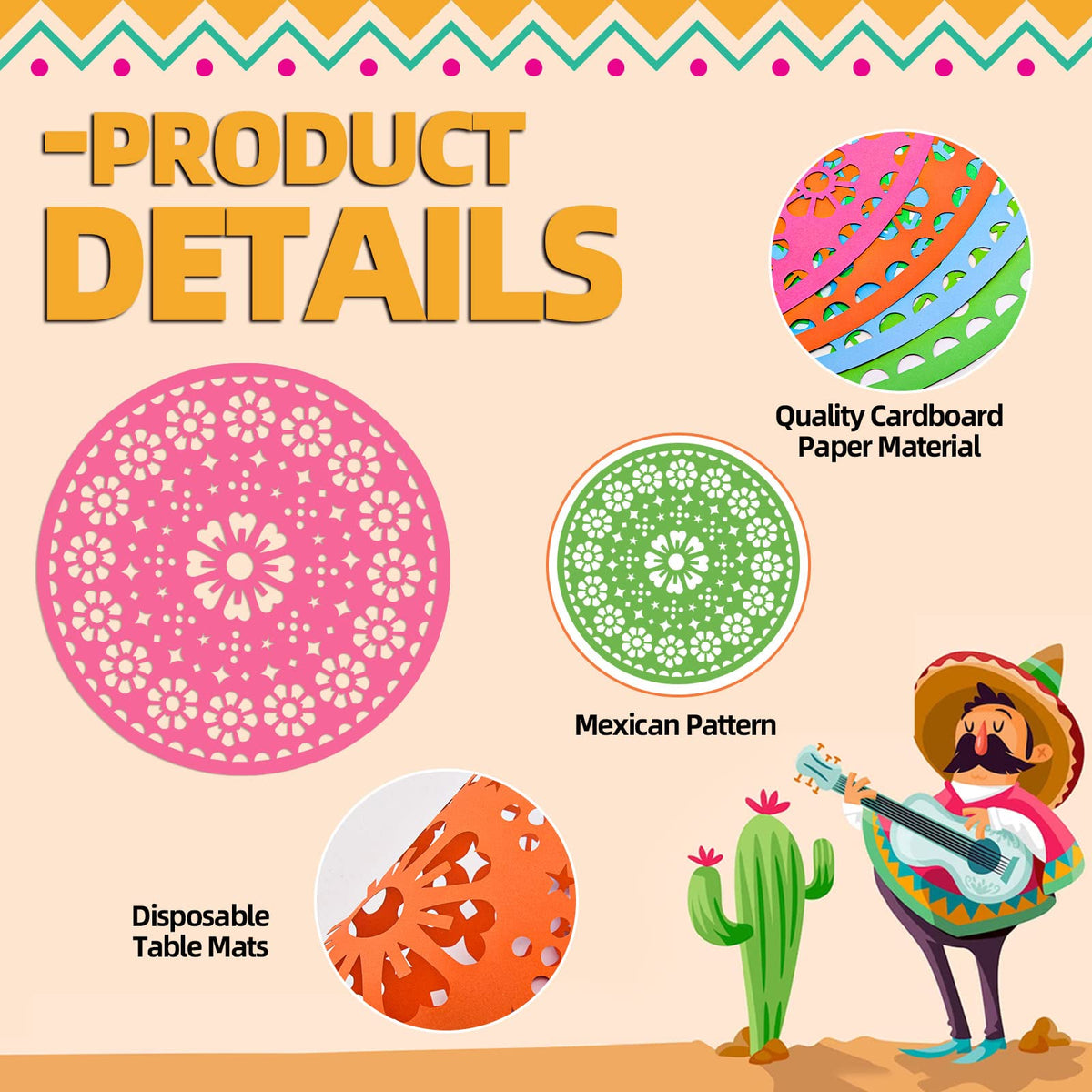 Datyiiha fiesta mats yellow pattern add sunny accents to Cinco de Mayo gatherings.