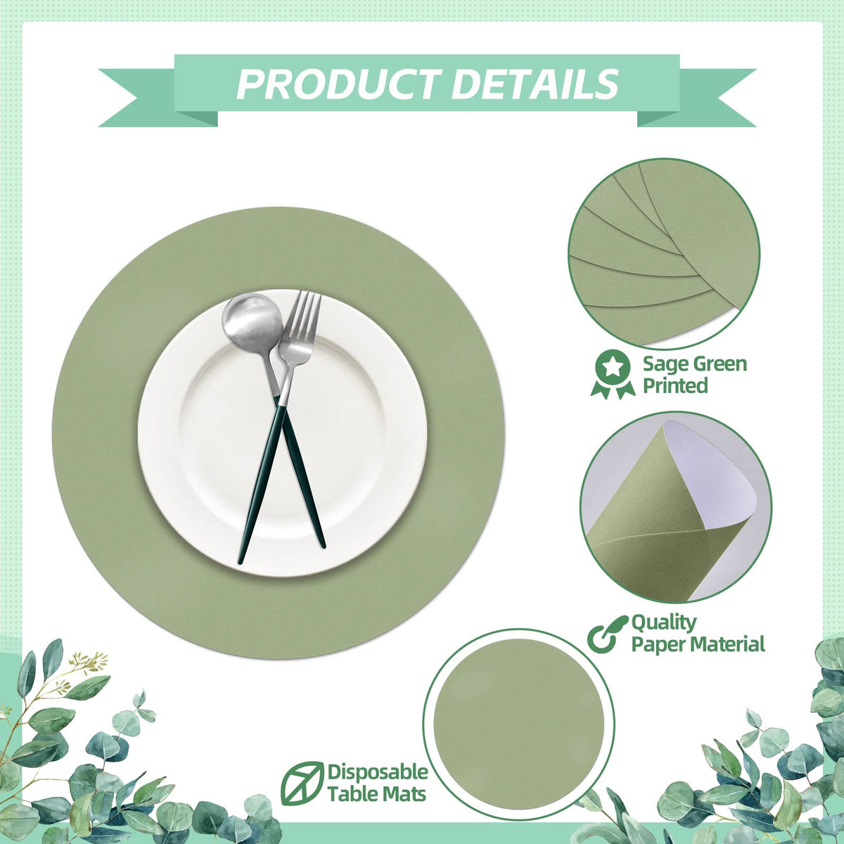 Datyiiha sage green placemats for events enhance table cohesion and protection.