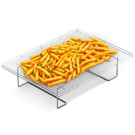 Folding legs of the Crispmaster rack stored compactly after use.