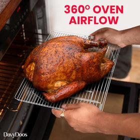 Wings cooking on the Crispmaster rack for even browning.