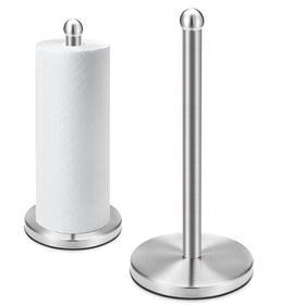 DAWNER paper towel holder in brushed nickel stand keeps counters organized
