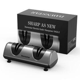 Dawnstar home-use knife sharpener shown in a kitchen setting.