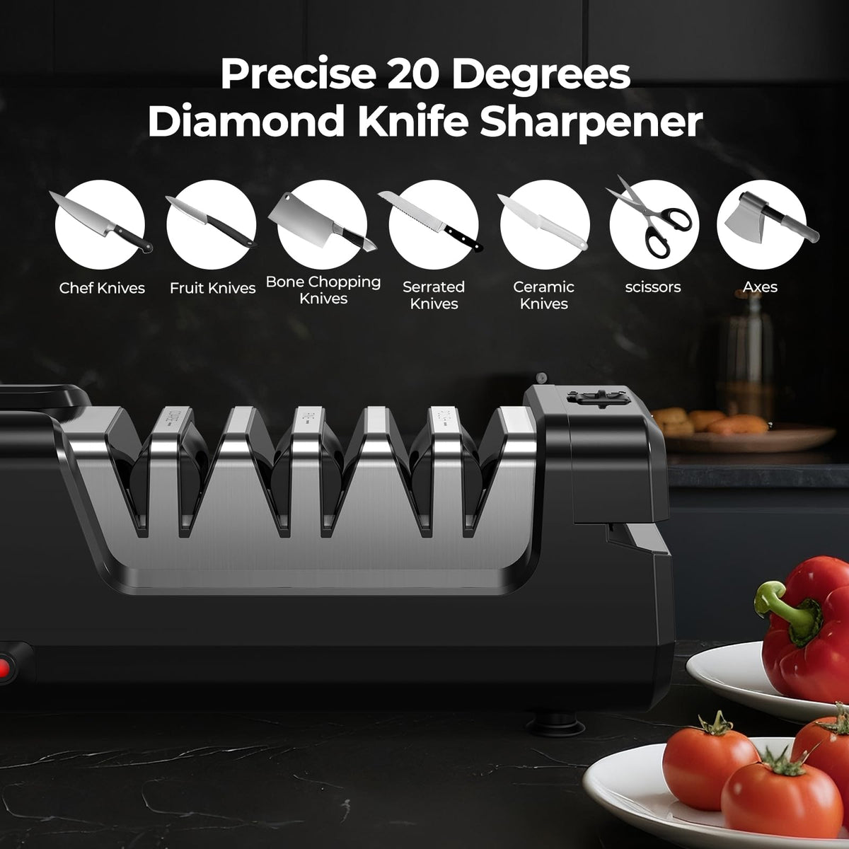 Dawnstar S808 demonstrates a precise 20-degree angle for consistent sharpening.