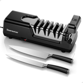Dawnstar S808 sharpener with diamond abrasives for fast edge restoration across blades.