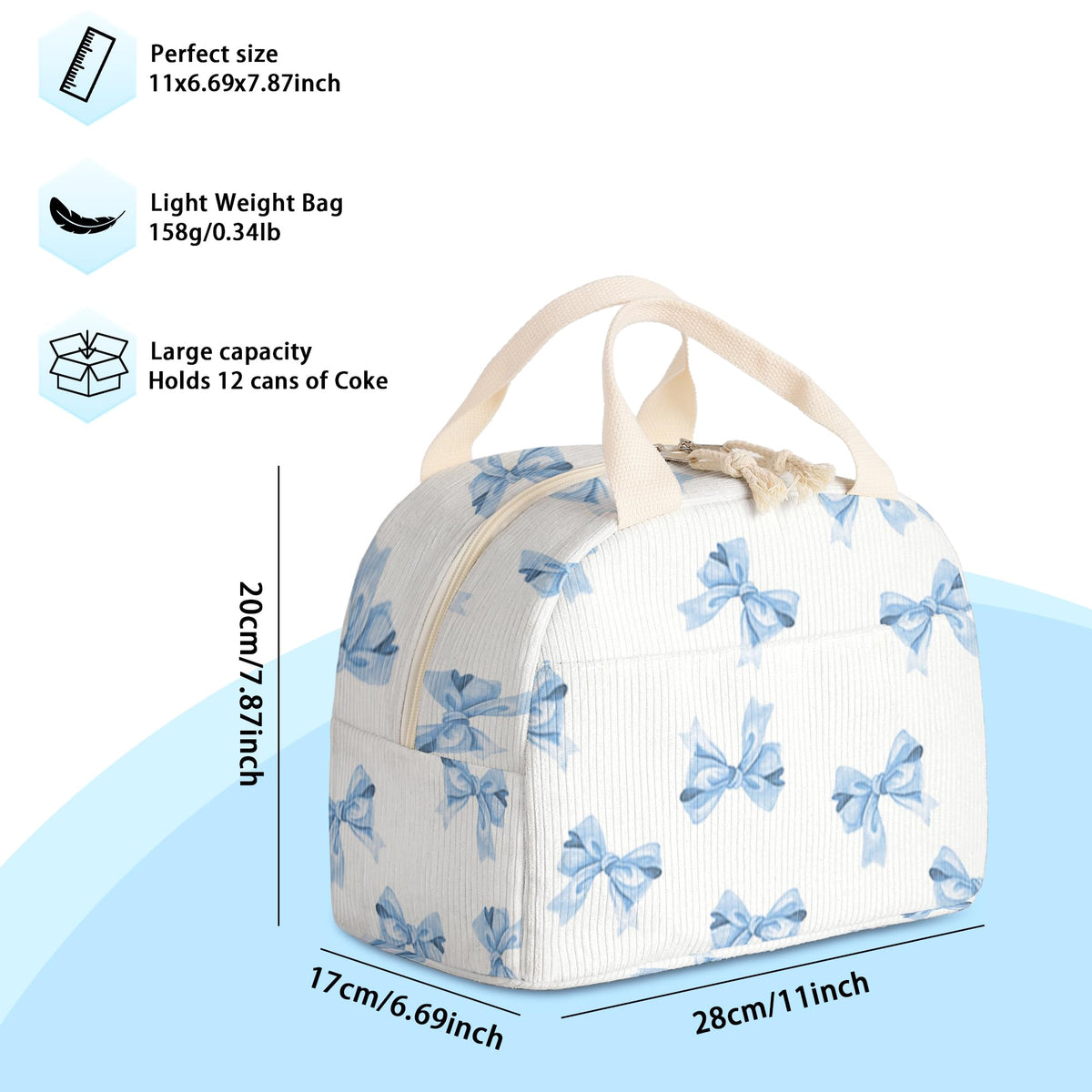 Dawuyu lunch bag side view with sturdy handle for daily commuting