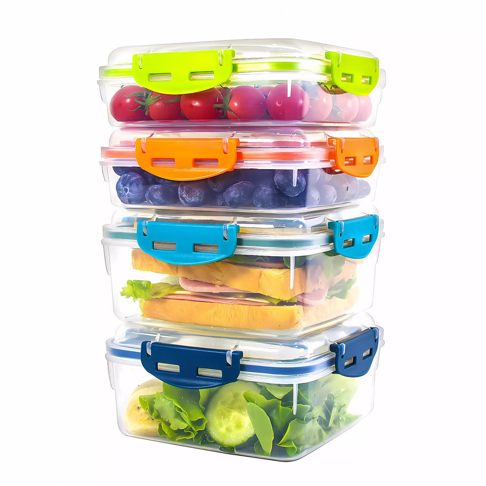 DAYA FASHION sandwich container 4pc set with airtight seal keeps meals fresh