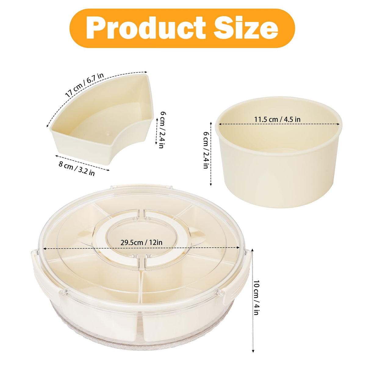 Dayacoco 360-degree rotating snack tray highlights convenient access during gatherings.