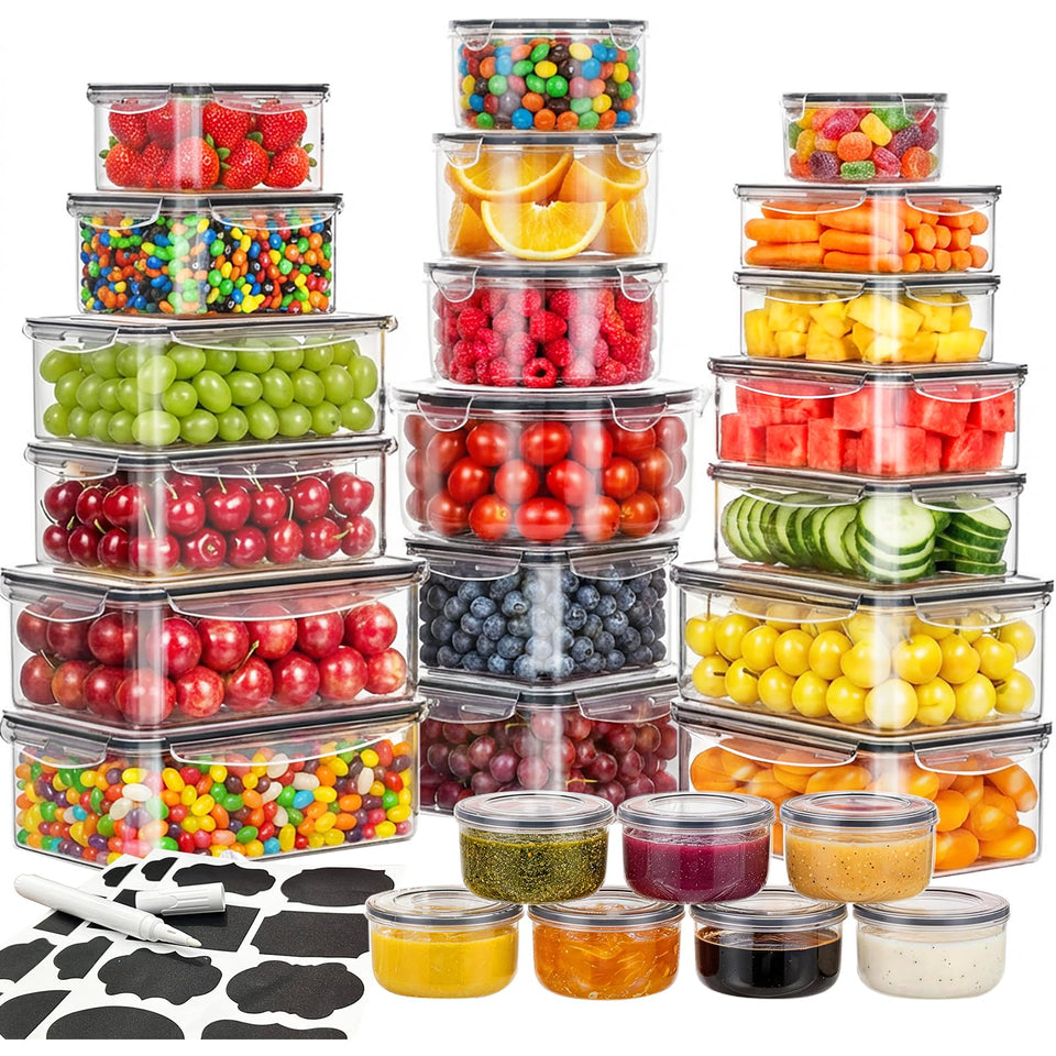 Dayacoco 52pcs containers with lids—airtight set ensuring meal prep organization and freshness