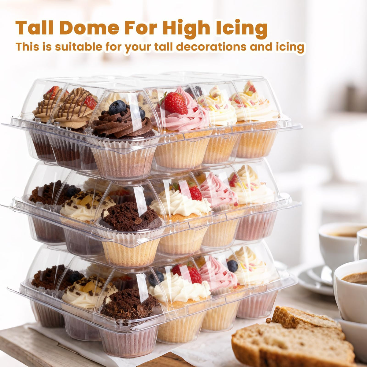 Dayacoco customizable cupcake boxes, clear surface for stickers or logos.