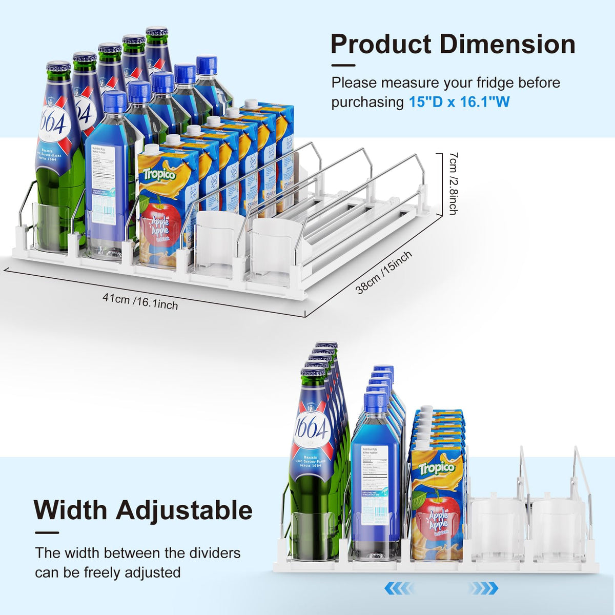Side profile of Dayacoco organizer highlighting adjustable width.