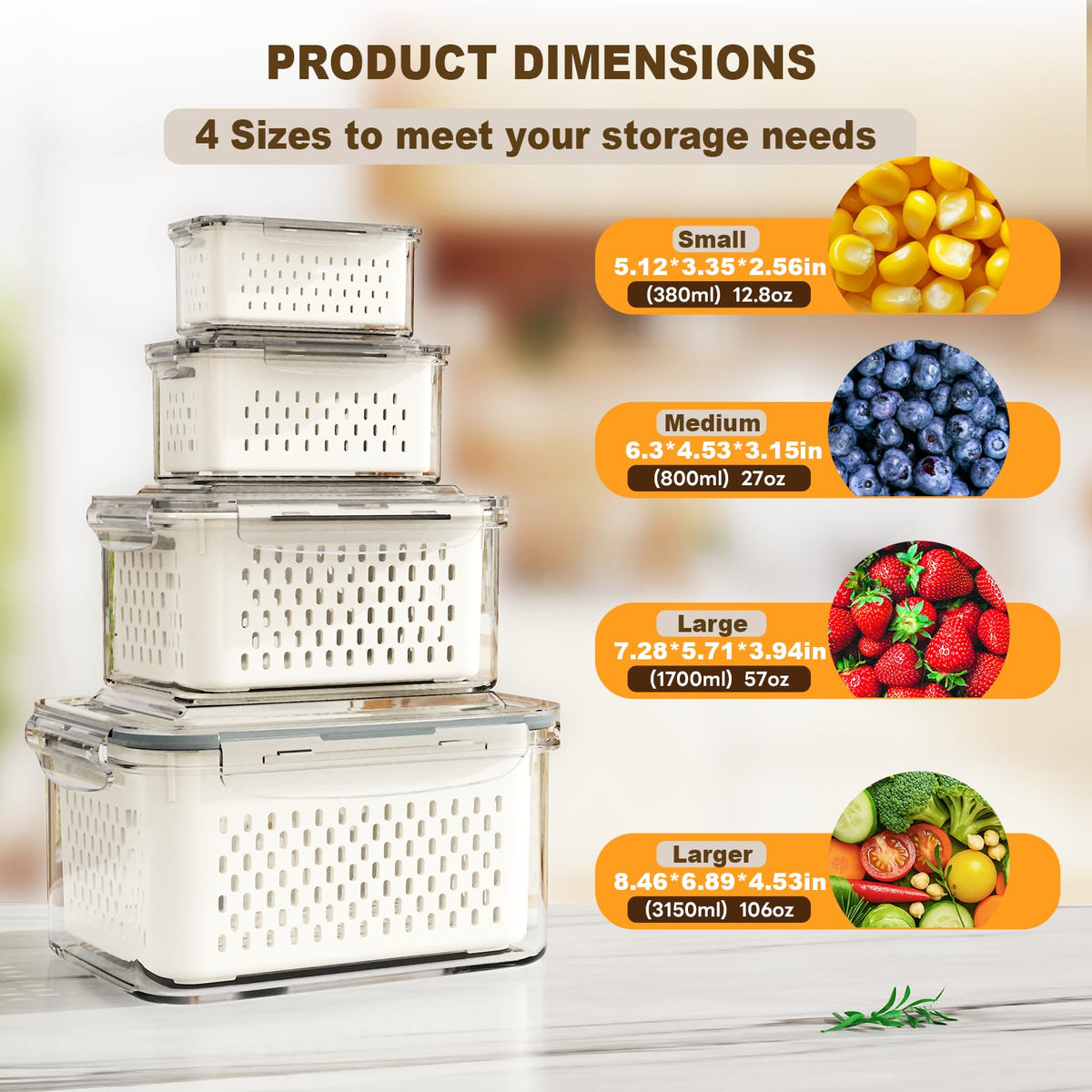 Dayacoco fridge organization 4 baskets helps separate fruits and vegetables for easy access