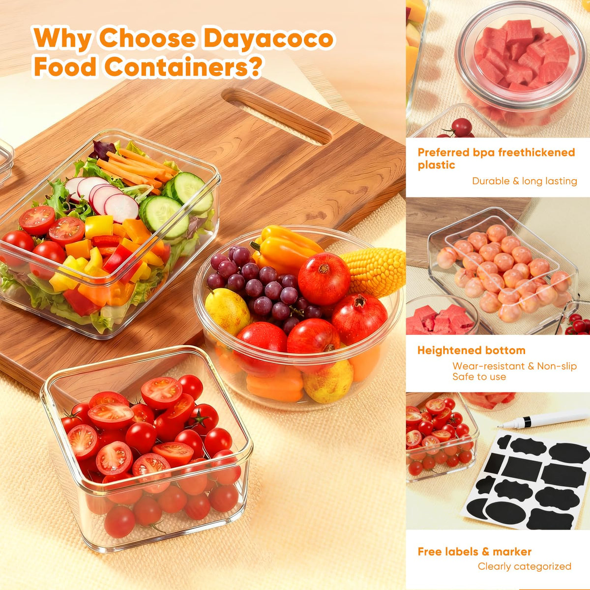 Dayacoco labelled containers with marker simplify meal planning