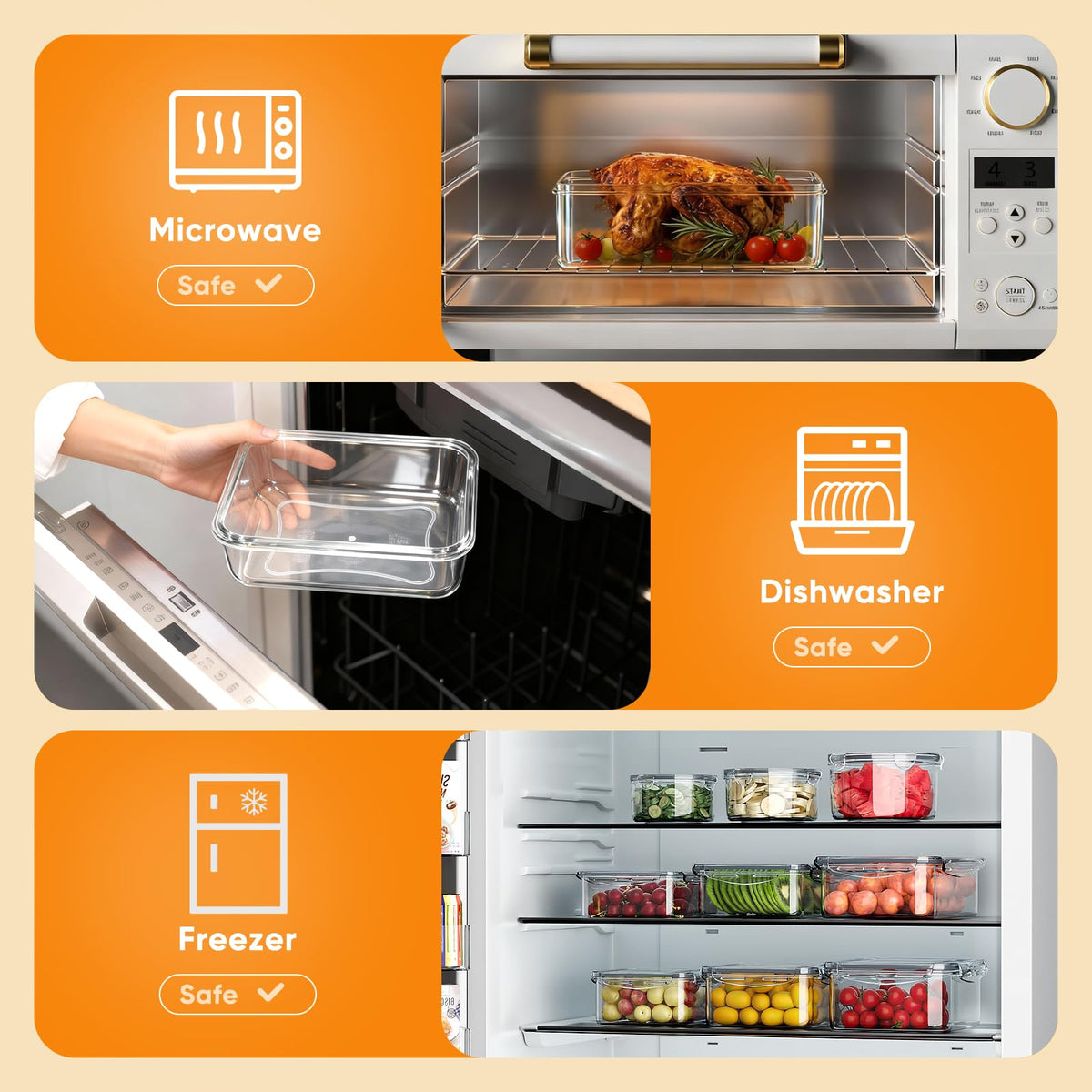 Dayacoco microwave-safe containers without lids for quick reheating