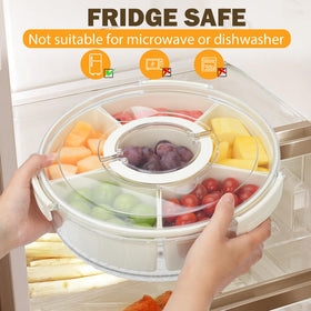 Dayacoco snack tray with lid demonstrates portable design for travel.
