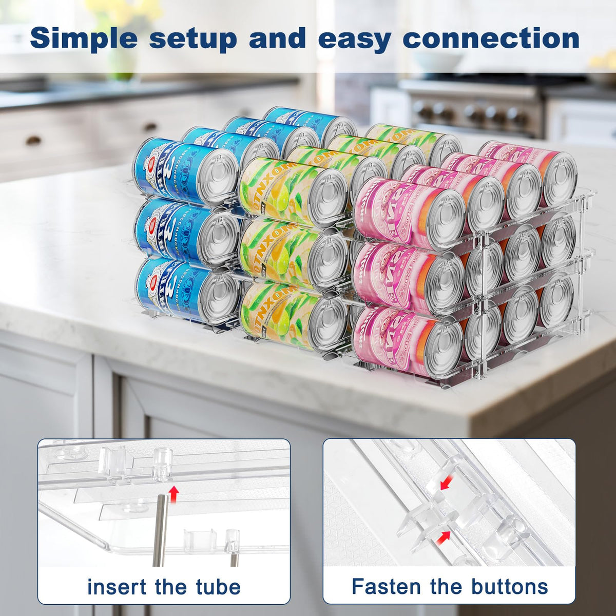 Dayacoco stackable layout demonstrates space-saving pantry organization.