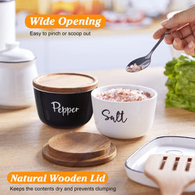 Acacia wood lid on DAYYET bowls ready to keep seasonings fresh