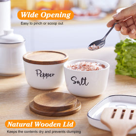 DAYYET acacia wood lid fits securely on the salt box.