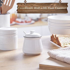 DAYYET ceramic sugar container with lid adds country charm to modern kitchens.