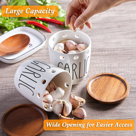 DAYYET Garlic Keeper on countertop complements kitchen decor while storing garlic.