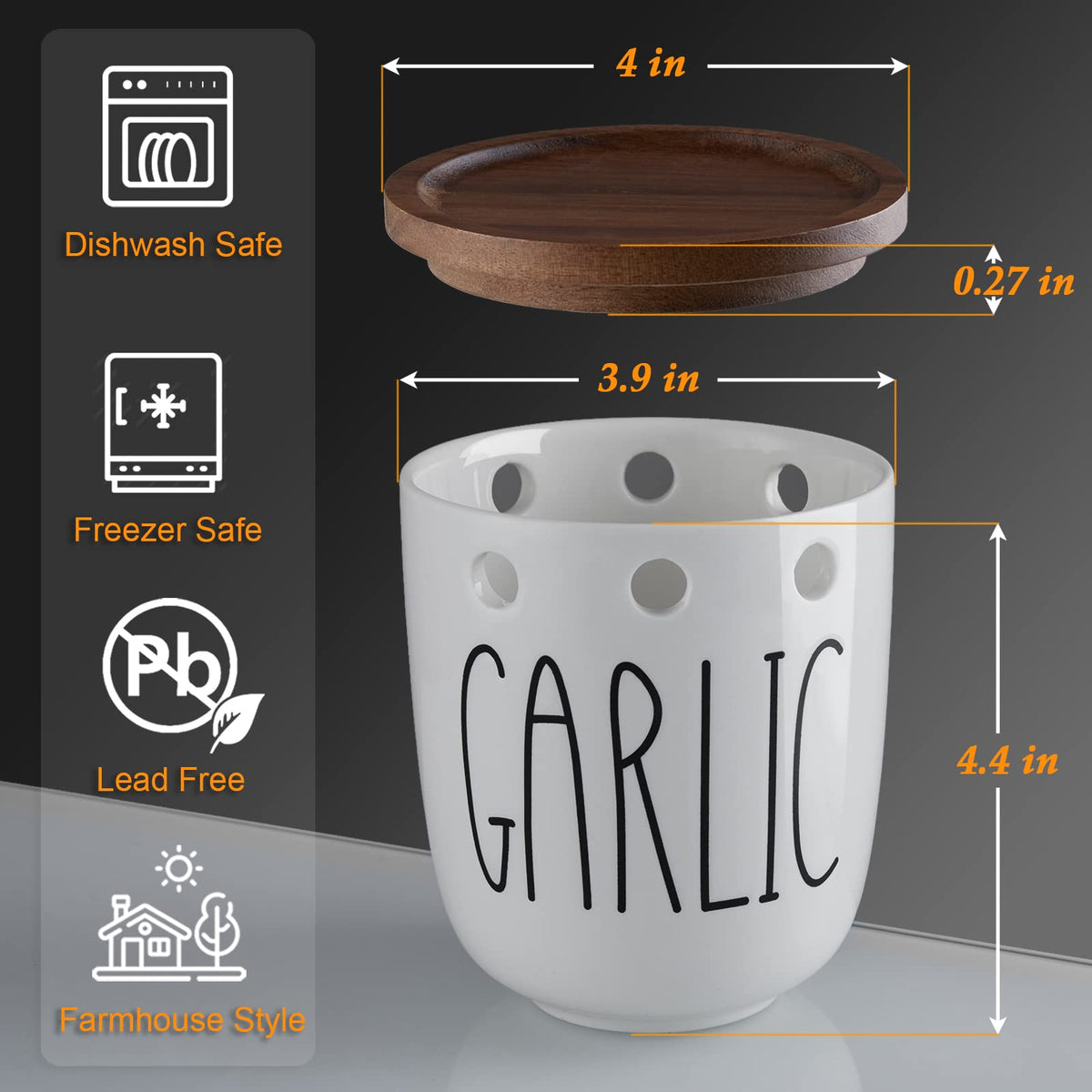 DAYYET Garlic Keeper ceramic body showing a wide opening for quick access.