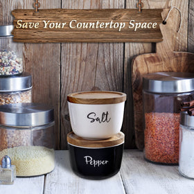 DAYYET salt and pepper bowls add rustic charm to a contemporary kitchen