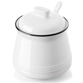 DAYYET sugar bowl with lid and spoon for tidy 12oz kitchen storage.