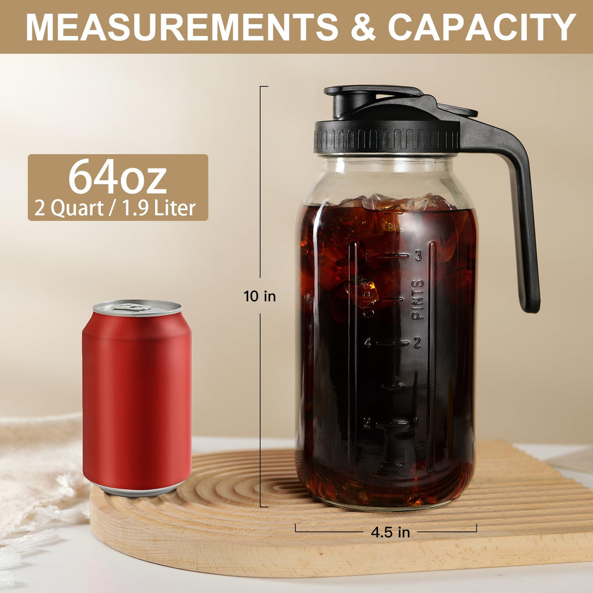 DAZHICN leak-proof glass pitcher keeps cold drinks fresh in the fridge.
