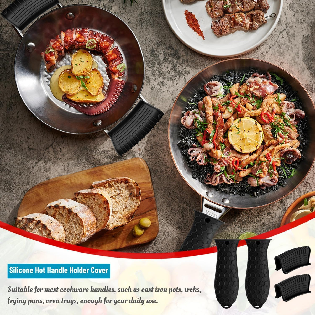 Dazzhues 4-pack black silicone covers simplify daily kitchen use