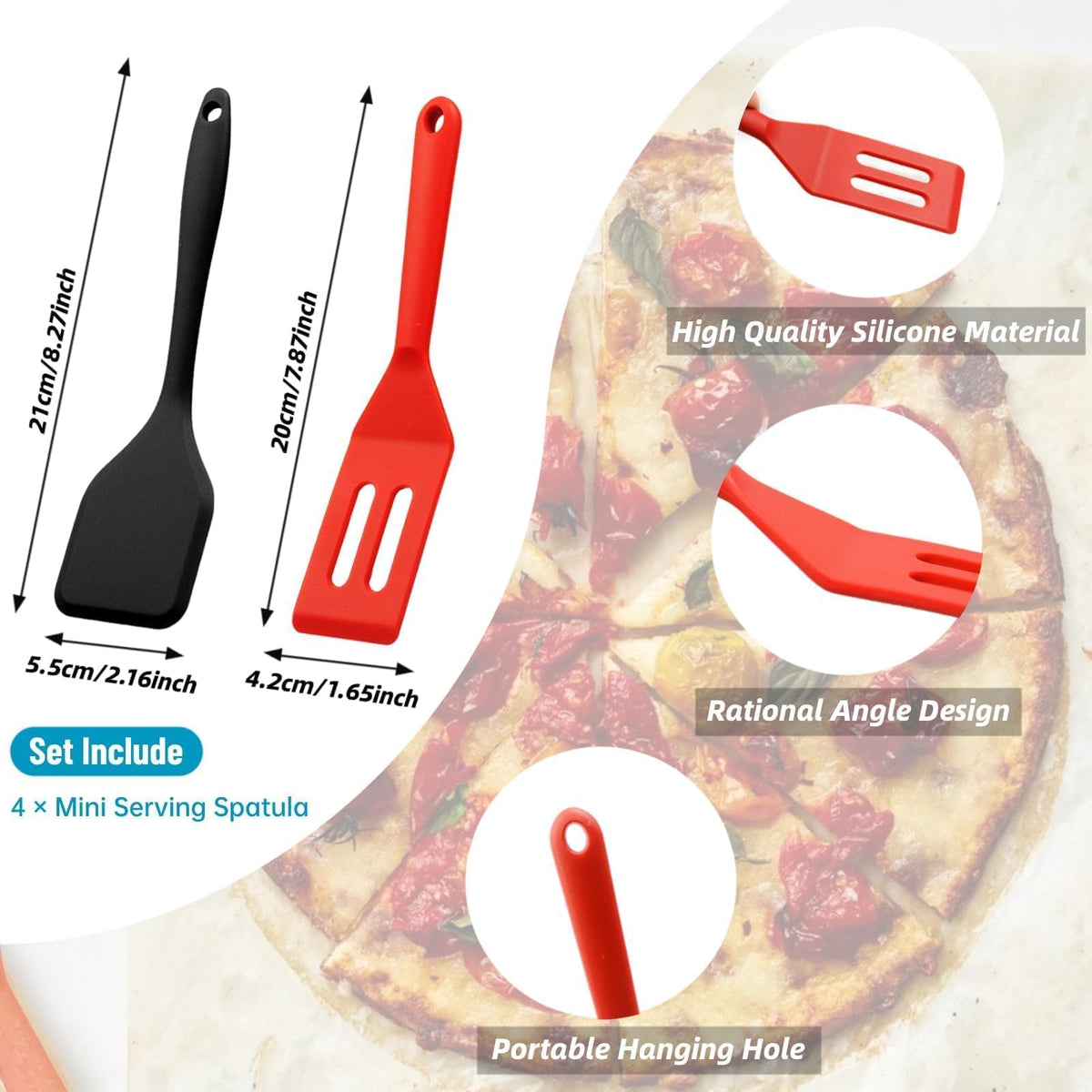 Dazzhues kitchen mini spatula red ideal for flipping eggs smoothly.