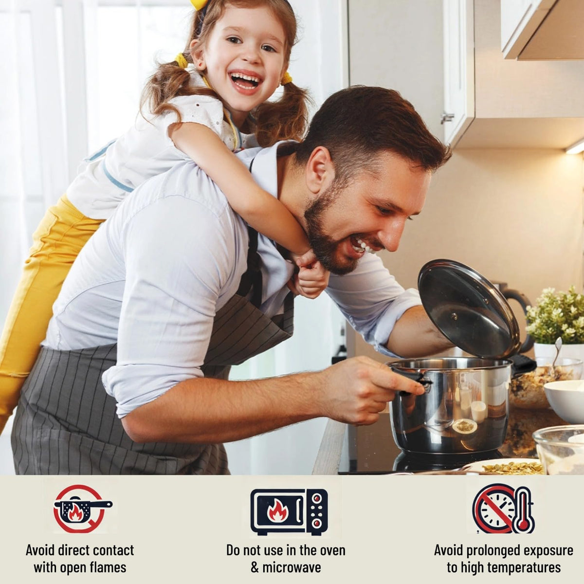 Dazzhues anti-slip inner ribs prevent slips when lifting hot cookware