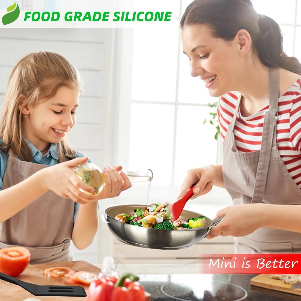 Dazzhues mini silicone spatula set in black for compact, precise flipping.
