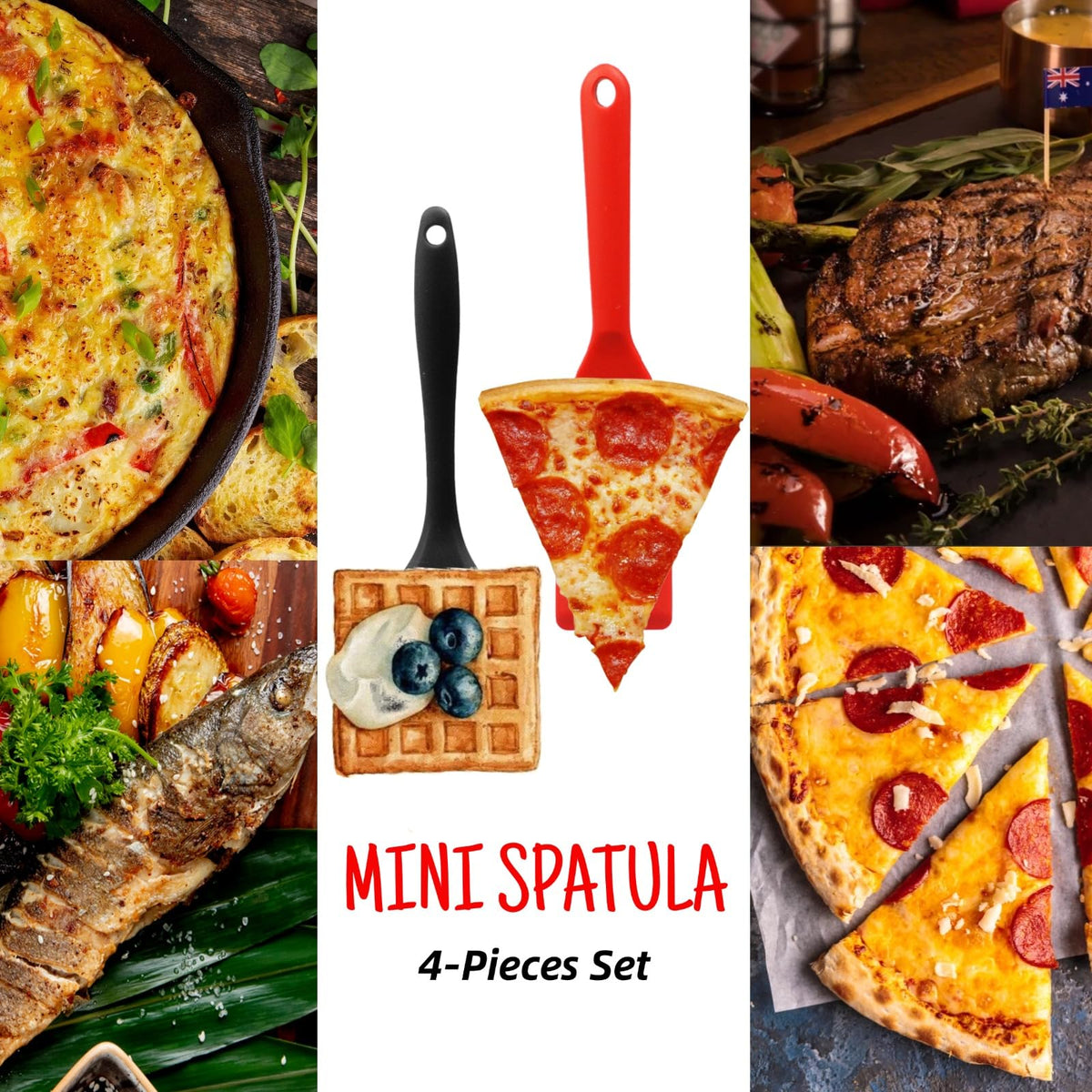 Dazzhues stacking mini spatulas red and black save space in drawers.
