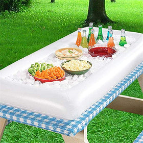DBlosp inflatable serving bar assembly ready for party drinks and salads
