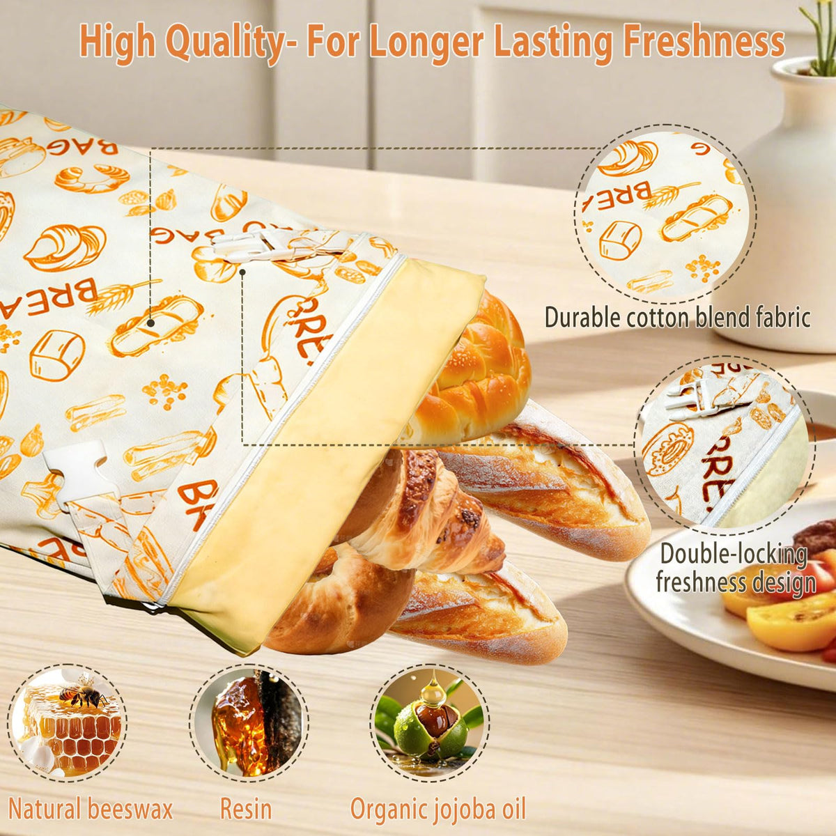 DBZ beeswax bread bag sourdough loaf fits large shapes while staying soft inside.
